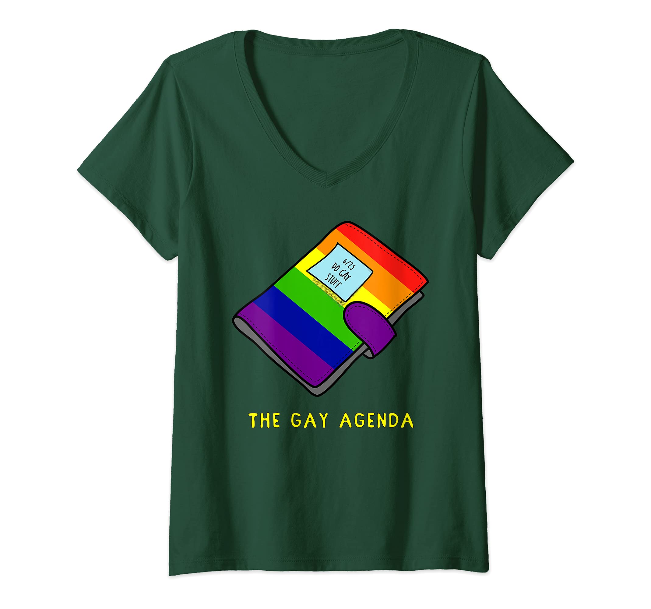 Womens The Gay Agenda Funny Gay Pride Planner Calendar Graphic V-Neck T-Shirt