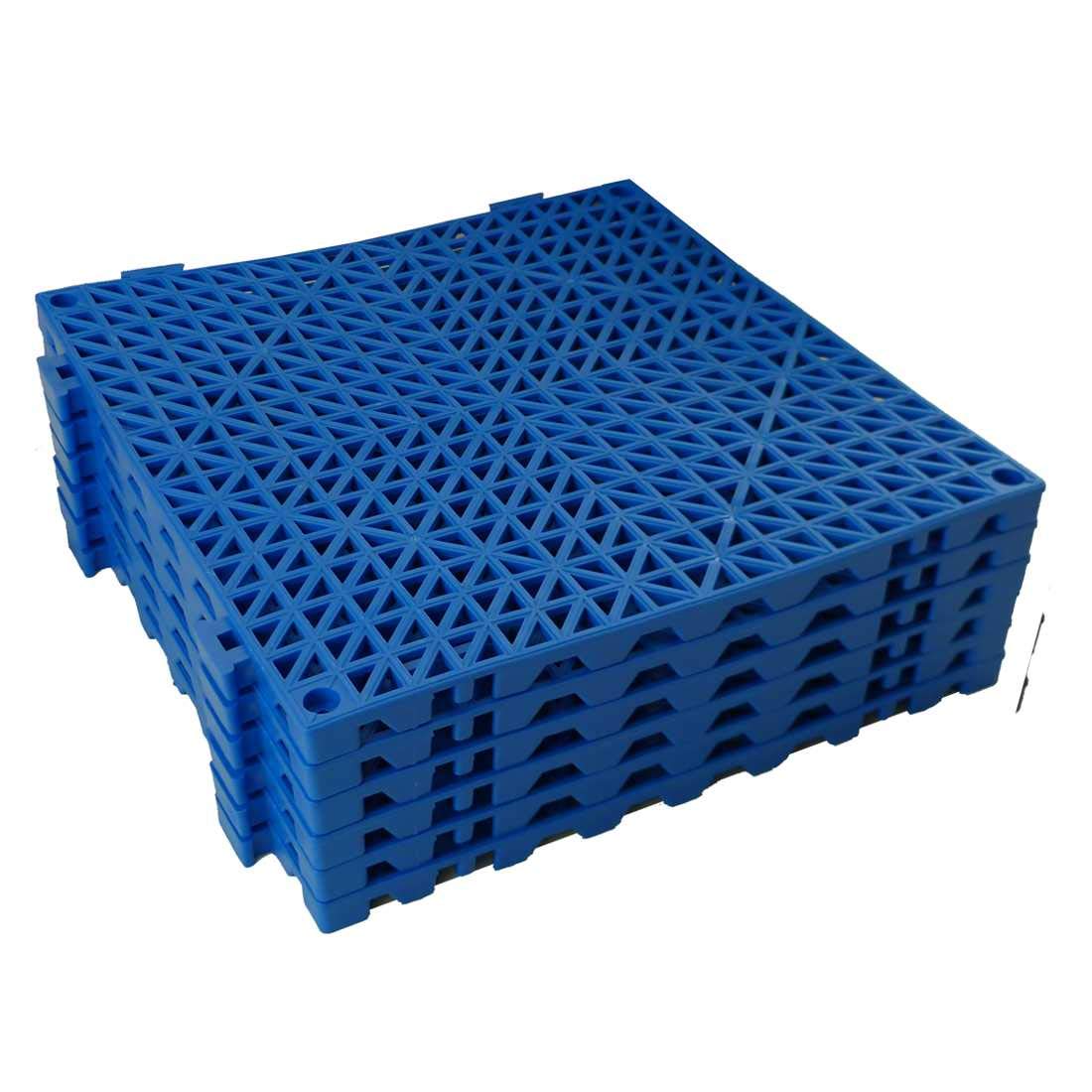 VinTile Modular Interlocking Cushion Floor Tile Mat Non-Slip with Drainage Holes for Pool Shower Locker-Room Sauna Bathroom Deck Patio Garage Wet Area Matting (Pack of 6 - 11-3/4" x 11-3/4", Blue)