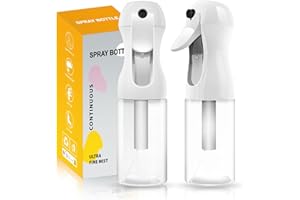 AMOMELA 2Pcs Continuous Spray Bottle For Hair,Ultra Fine Refillable Water Mister for Hair Styling, Plants, Cleaning, Salon, Misting & Skin Care（200ml/6.8oz Clear） (200ML 2PACK)