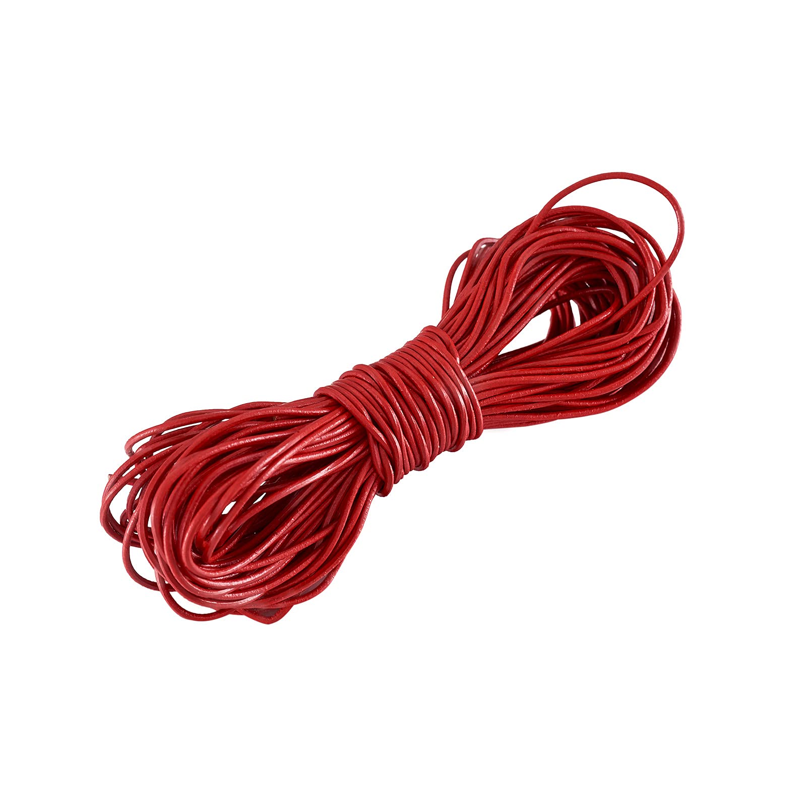 Pandahall 10 Meters 1mm Round Cowhide Leather Jewelry Beading Cord for Bracelet Necklace Craft Making (Red)