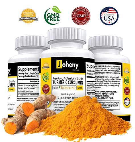 Premium Turmeric Curcumin with Bioperine 1200 mg - Joint Pain Relief, Anti-Inflammatory, Antioxidant Supplement. Best 100% Natural, GMO Free, Made in USA. (1)
