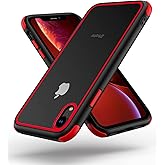 Mobnano for iPhone XR Crystal Clear Case, Multicolor Protective Shockproof Bumpers Cover, Not Yellowing Anti Scratch Transparent Hard PC Back & Soft Silicone TPU Frame Cover for Men Women - Black/Red