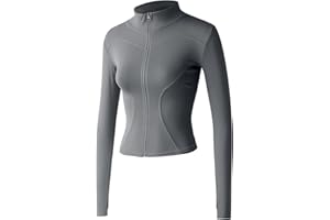 Gacaky Women's Slim Fit Lightweight Athletic Full Zip Stretchy Workout Running Track Jacket with Thumb Holes