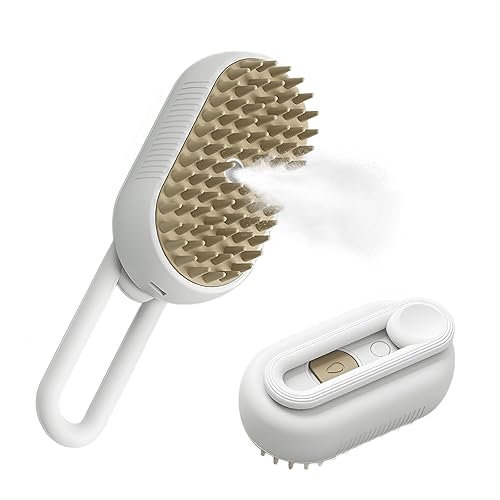 3 In 1 Cat Steam Brush - Upgraded Multifunctional Rechargeable Cat Grooming Brush with Spray, Self-Cleaning Features and Steam Technology for Effective Pet Hair Removal, Massage and Treatments