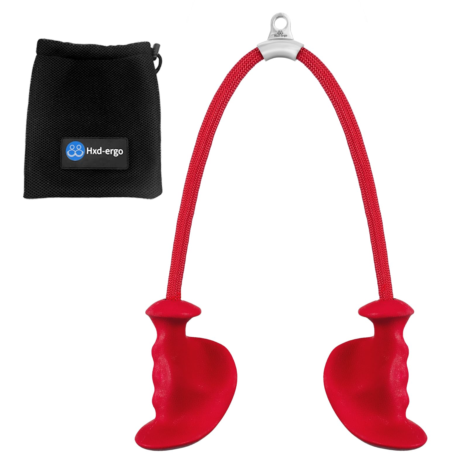 HXD-ERGO Ergonomic Tricep Rope Cable Attachment, 36 Inch Lat Pull Down Attachment Triceps Rope with Non-Slip Handles, Home Gym Accessories for Cable Machine Attachments For Pulley System (Red)