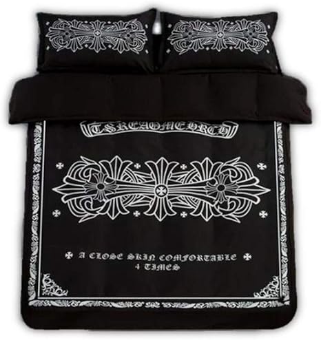 Amazon Marieange オシャレ かっこいい クロムハーツ風 インテリア 寝具セット 枕カバー シーツ Ss 600 ブラック セミダブル 寝具カバーセット オンライン通販