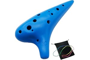 Aestivate Plastic Ocarina 12 Hole Alto C Ocarina 12-Hole Easy Instrument Pointed(Blue)