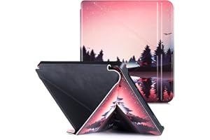 BOZHUORUI Case for Kobo Libra 2 e-Reader (2021 Released,Model N418) - Premium PU Leather Origami Stand Cover with Auto Wake/S