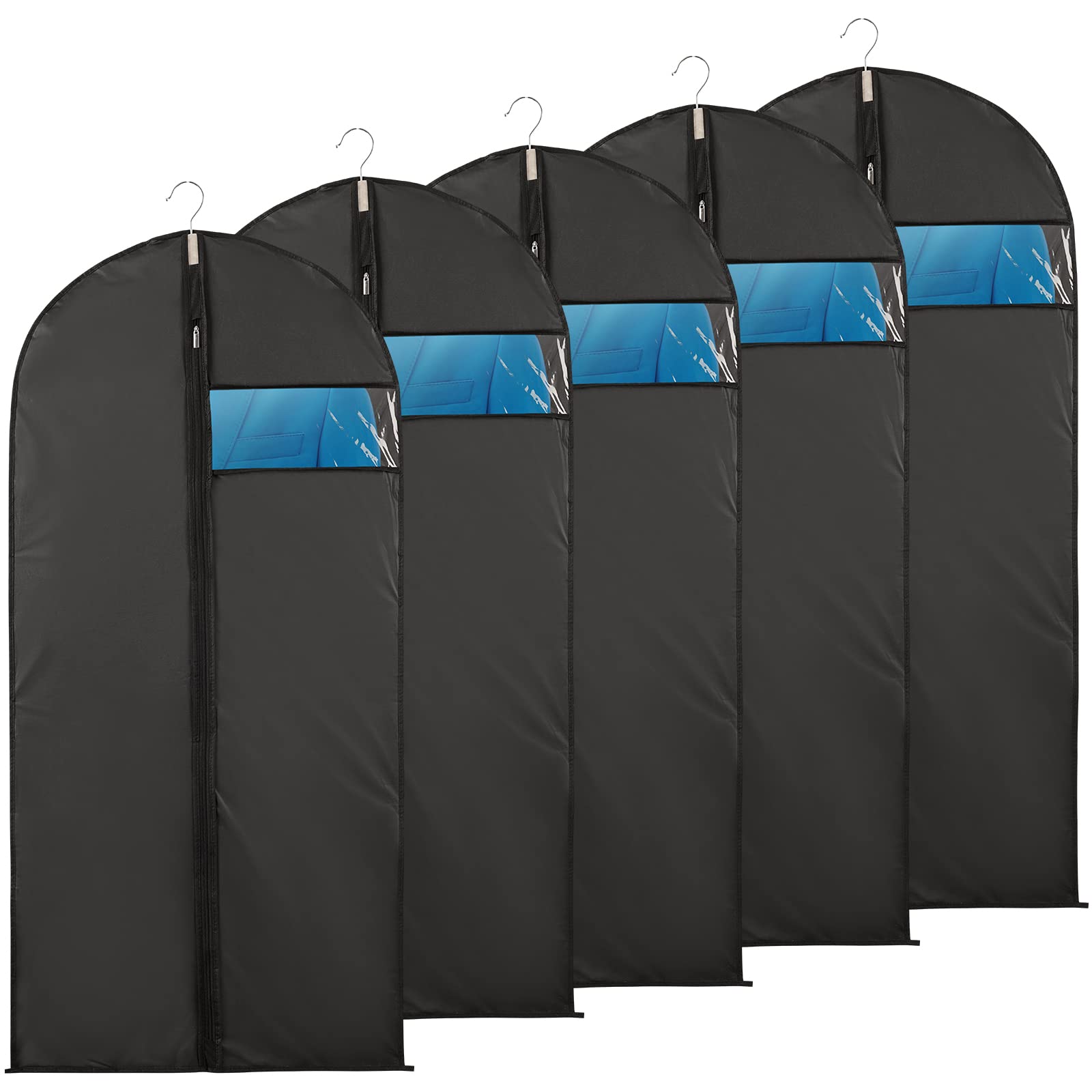Garment Covers Bags, Niviy Moth Proof Clothes Protector Bags Waterproof Anti-mite Breathable Suit Protector, 5pcs 60 * 140cm (Black)