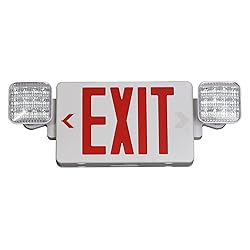 TANLUX Red Exit Sign with Emergency Lights, LED