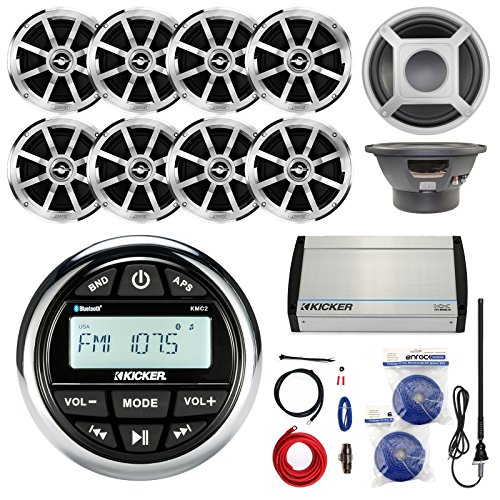 Buy Kicker KMC2 Marine Gauge Style AM/FM Stereo Receiver Bundle Combo