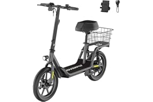 Hoverfly 14" Electric Scooter with Seat Adult, 550W/750W Peak Motor, 18.6/25 Miles Range, 15.5/22Mph Max Speed, Height-Adjustable Comfort Seat, Commuter Escooter with Carry Basket&Accessories