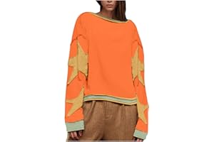 EWASWON Womens Star Oversized Sweatshirt Drop Shoulder Crewneck Y2K Pullover Tops Trendy Preppy Clothes Ladies Fall Clothing