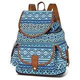 Vbiger Canvas Backpack Casual School Bag Travel Daypack for Girl (Blue)