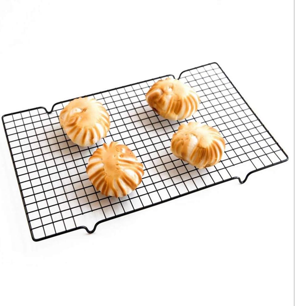 2 Pack Steel Wire Baking Oven Roasting Cooking Grilling Cooling Rack Black - 16" x 10": Kitchen & Dining