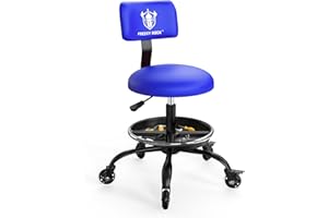 Rolling Shop Stool with Wheels, Garage Mechanic Stool Chair with Backrest, Height Adjustable Heavy Duty Swivel Task Chair, Ad