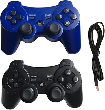 Amazon Com Ps3 Controller Wireless Controller With Charger Cable 2 Pack Dual Vibration Blue And Black Compatible With Playstation 3 Ps3 By Ihk Computers Accessories
