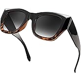 FEISEDY Oversized Cat Eye Sunglasses for Women Men Vintage Retro Thick Frame Luxury Trendy Shade UV400 Protection B2378