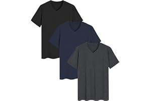 Latuza Men's Viscose Sleep Shirt Soft V-Neck Pajama Tops 3 Pack