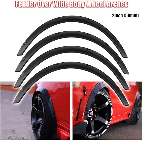 Ruien Universal Fender Flares Over Wide Body Wheel Arches 4pcs 2inch (50mm), Fender Flares