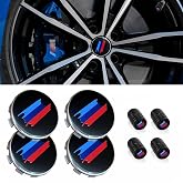 4PCS M 3 Color Wheel Center caps with Same Logo tire Valve caps Cover Original Vehicle Replacement 2.7in/68mm Center Wheel hub Rim Cover
