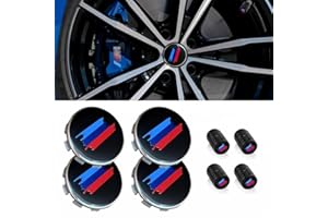 QOMAGO 4PCS M 3 Color Wheel Center caps with Same Logo tire Valve caps Cover Original Vehicle Replacement 2.7in/68mm Center Wheel hub Rim Cover