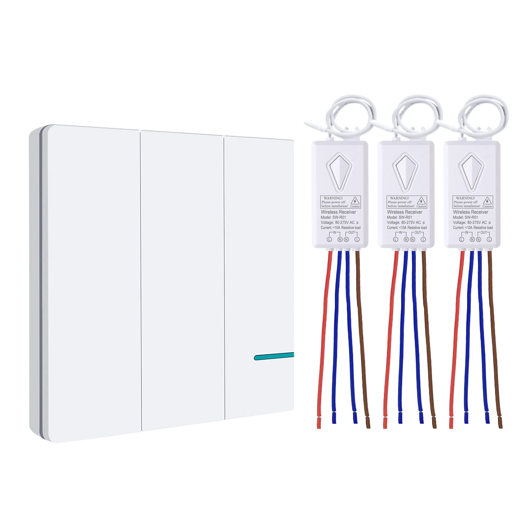 Thinkbee Wireless Switch for Light - 230V Cablefree Remote Control with Receiver Control Your 1000W Fixtures Up to 1600ft Range, IP66 Waterproof ON/Off RF Wall Switch for Garage and Garden