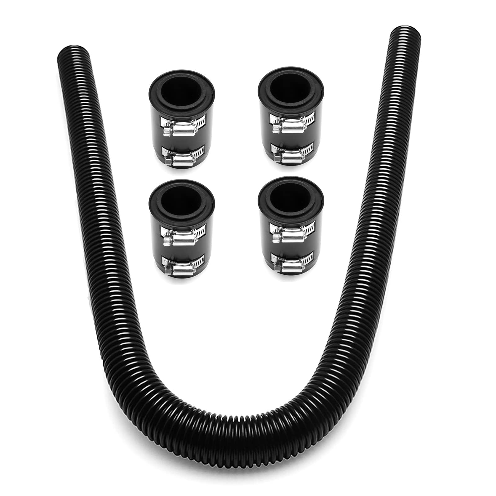 Photo 1 of YESHMA Stainless Steel 48" Radiator Hose Flexible Coolant Water Hose Universal with 4 Chrome Caps (Black)