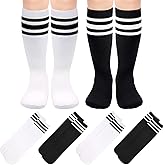 Sarfel 4 Pairs Youth Kids Toddler Soccer Socks Girls Boys Baseball Socks Kids Football Softball Accessories Team Sports