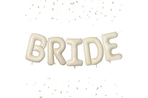 Biapian 40 Inch BRIDE Letter Balloons, Big Cream BRIDE Foil Balloons, 5 Pcs Giant Foil Large Aluminum Balloon Helium for Wedding Bridal Shower Anniversary Engagement Bachelorette Party Decoration