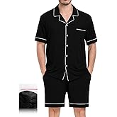 YOPUGEE Mens Pajamas Set Short Sleeve Sleepwear Button Down Loungewear Set Soft Modal 2Pcs Pj Set with Pockets S-3XL