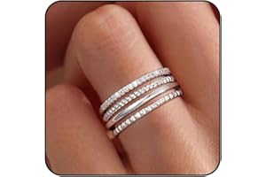 Lunvky Gold Silver Stackable Rings for Women Non Tarnish 1.3mm Thin Silver Rings Set 14K Gold Plated Dainty Trendy Band Stacking Thumb Ring Jewelry Christmas Gifts Size 5-10