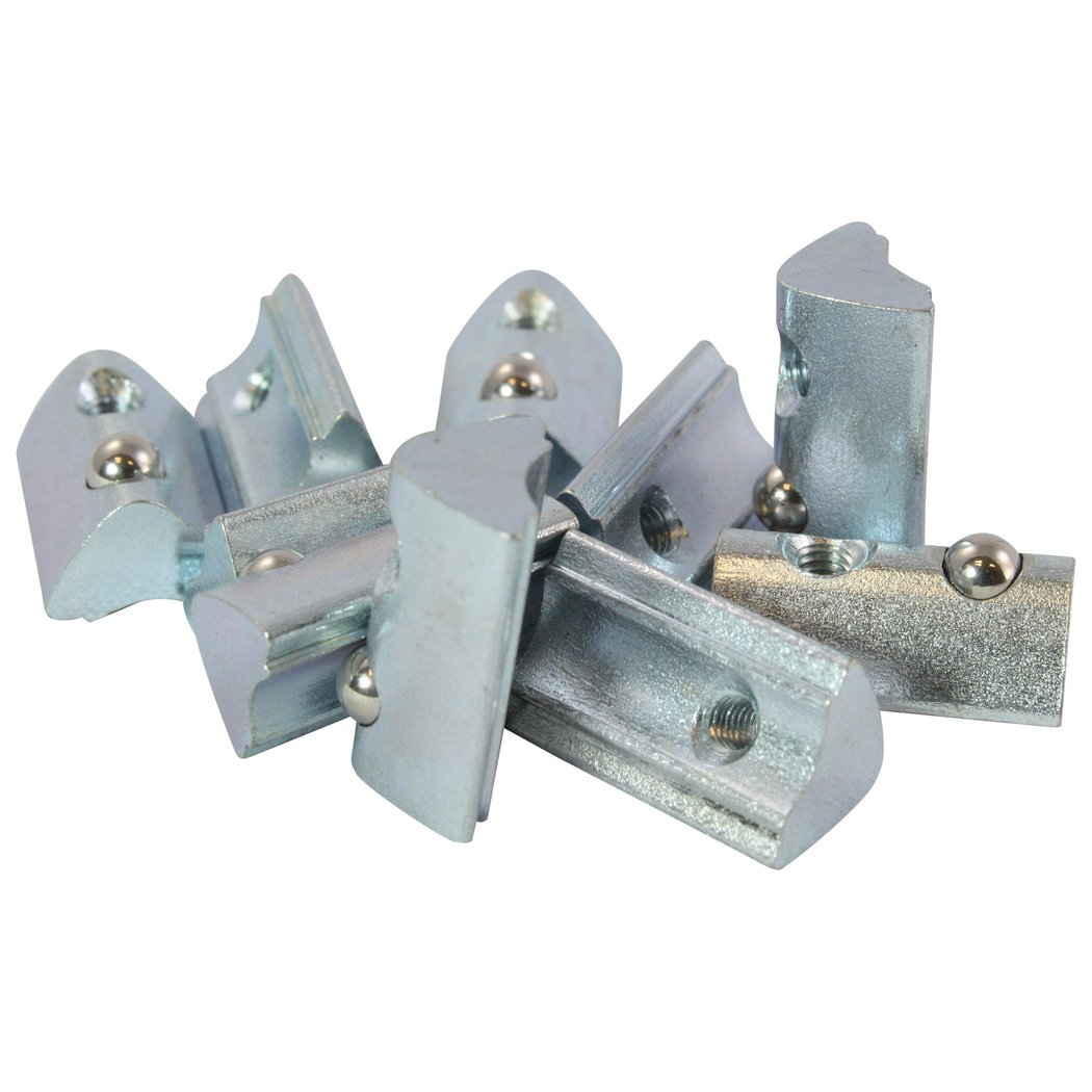 100 x Slot Nuts M4 Nut 6 - Type I - M4 with Bridge, Spring Ball, Galvanised Steel