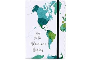 PDE-QUNLIAN Passport Book Holder,Passport Wallet for Men Mr and Mrs Passport Holder for Women Passport Cover World Map Passport Case for Couples Passport Books Holder