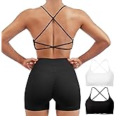 SUUKSESS Women 2 Piece Open Back Sports Bra Pack Strappy Workout Gym Yoga Crops