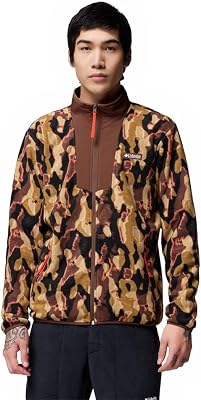 Sequoia Grove - Giacca in pile da uomo con cerniera intera, stampa con cerniera intera, colore tabacco, taglia XL