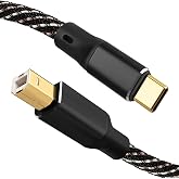 YYTCG HiFi Audio Cable 6N OFC USB B to USB C 1.64ft/0.5m | 24K Gold-Plated Plugs, Nylon Braided, Printer Cable for Hi-Fi DAC, Amplifiers, DJ Controllers, and Audiophile Music Lovers