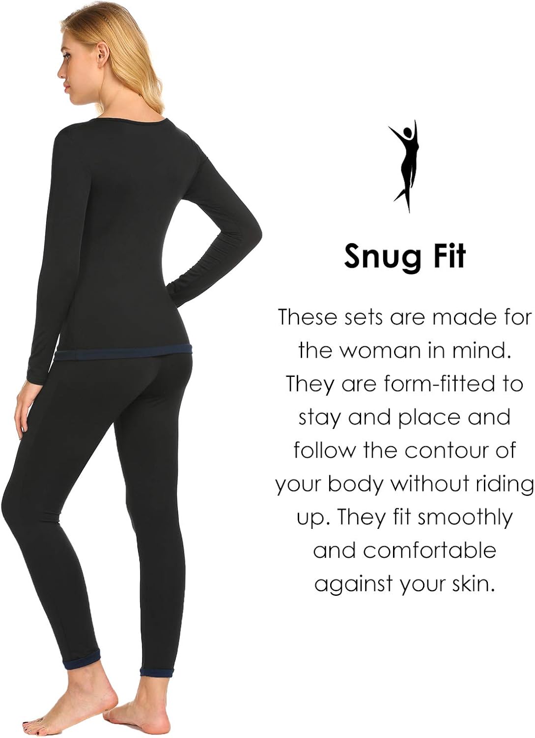 Ekouaer Women's Thermal Underwear Sets Micro Fleece Lined Long Johns Base Layer Thermals 2 Pieces Set at  Women’s Clothing store