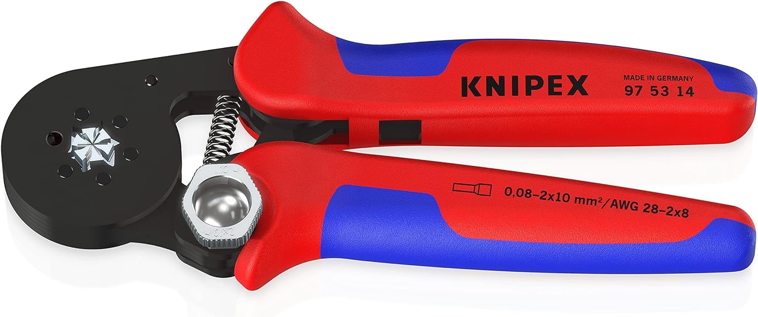 KNIPEX Self-Adjusting Crimping Pliers for Wire Ferrules with Lateral Access in Blister with Multi-Component Handles 180 mm, 97 53 14 SB