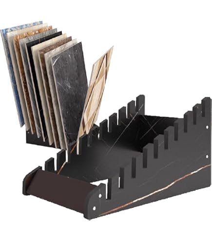 thumbnail image 2 of Jeracino 10-tier Tile Sample Display Stand, Standing Slotted Flooring Display Shelf, Wooden Floor Holder And Plate Storage Rack In Exhibition Halls 2 of 13