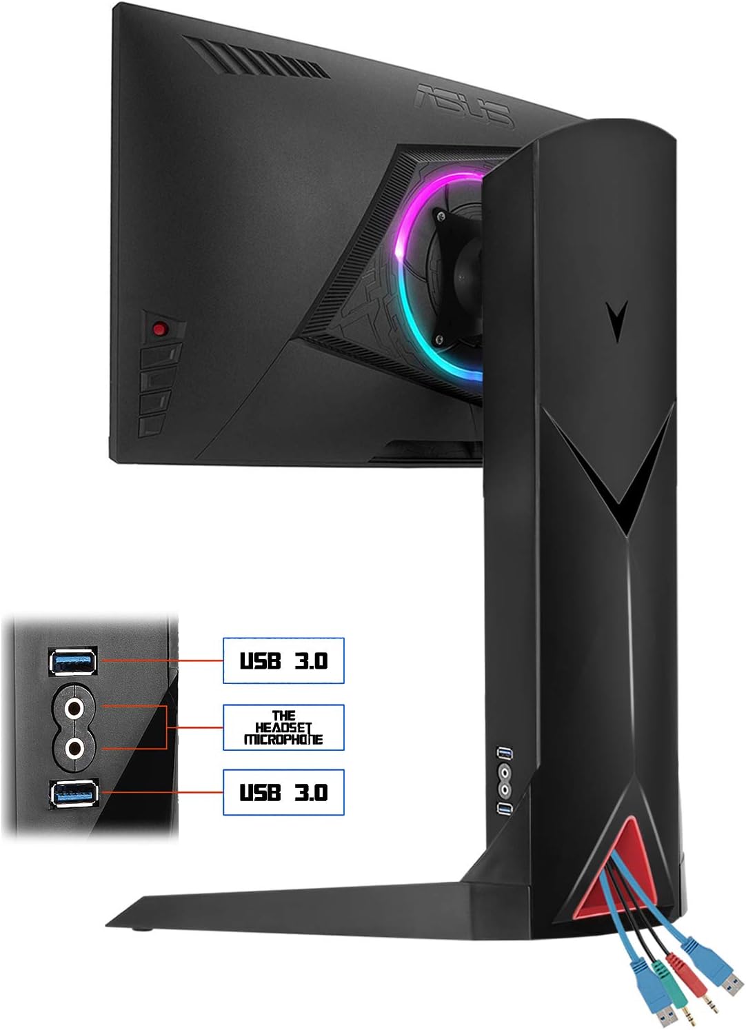 PC Monitor Mount Stand - Single Arm Gaming Monitor Free-Standing Mount for 13โ~32โ Computer Screen with Adjustable Tilt, Swivel, Rotation VESA 75 to 100mm Weight 4.4lbs to 17.6lbs with USB Port & Mult