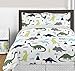 Sweet Jojo Designs Blue and Green Modern Dinosaur Childrens Kids Bathroom Fabric Bath Shower Curtain