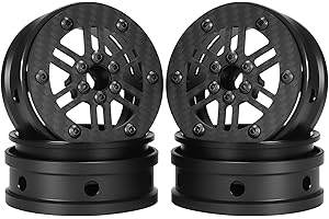 POWMOK 2.2 beadlock Wheels 4PCS Carbon Fiber Wheel Rims for 1/10 RC Crawler Cheater Rigs Capra SCX10 Pro TF2 Element Enduro TRX4 Upgrades accessories (Carbon Fiber 2.2 beadlock Wheels E)