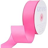 Kryvus Hot Pink Ribbon, Grosgrain Ribbon 1-1/2 Inch x Continuous 50 Yards, Hot Pink Grosgrain Ribbon for Crafts, Gift Wrapping, Hair Accessories, Wedding Decor, Sewing and Bow Making