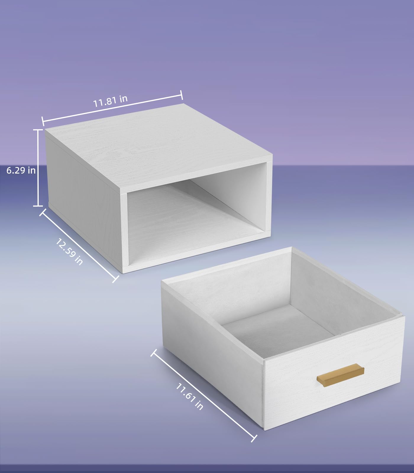 Mini Fridge Stand Holder with Drawer, Wood Vanity Organizer Countertop, Stackable Storage Drawer Box, Bathroom Counter Organizer, K-cup Coffee Pod Holder Drawer, White（Mini Fridge not included) - Image 5