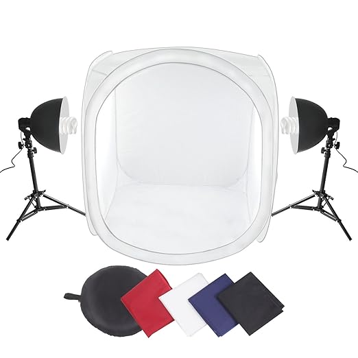 title=Amzdeal® Studio Fotografico Tenda Studio cubo di 80cm x 80cm x 80 cm con lampada