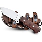 ALZAFASH Fixed Blade Knife with Sheath – Compact Horizontal Carry Knife with High Carbon Steel Blade & Rosewood Handle – Best for Outdoor, Camping & Hunting – Durable & Comfortable Belt Carry Design
