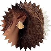 Iaceble Boho Gold Square Earrings Polish Square Stud Earrings Large geometry Earring Metal Square Stud Earrings Vintage Geometric Earrings Jewelry for Women