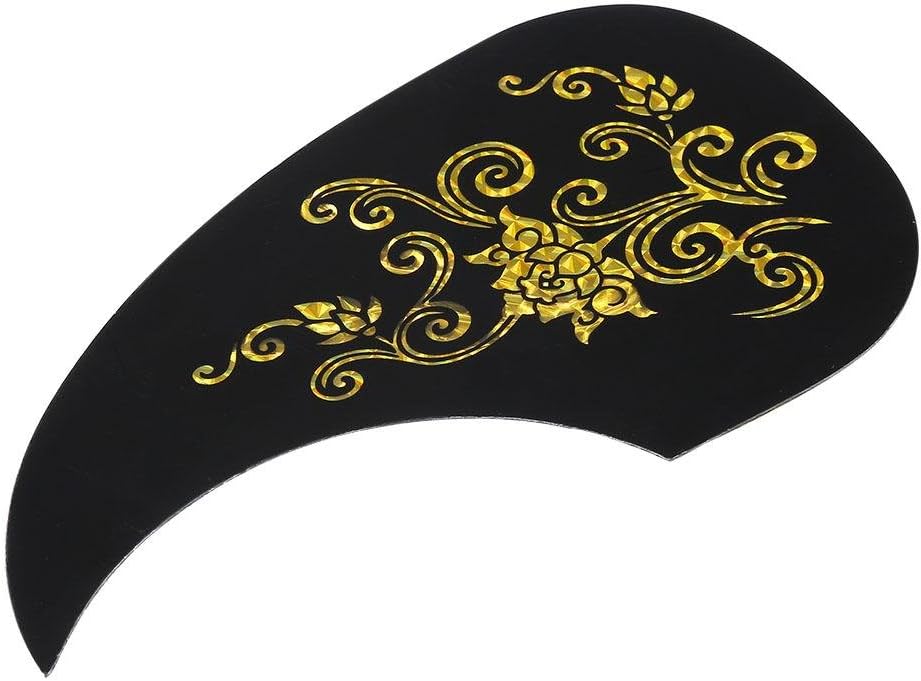 Acoustic Guitar Shield, 40/41 Inch 2 Pieces Pickguard Pick Guard Sticker for Acoustic Guitar Upgrade Accessory (Drop Shape)(Gold Vine)