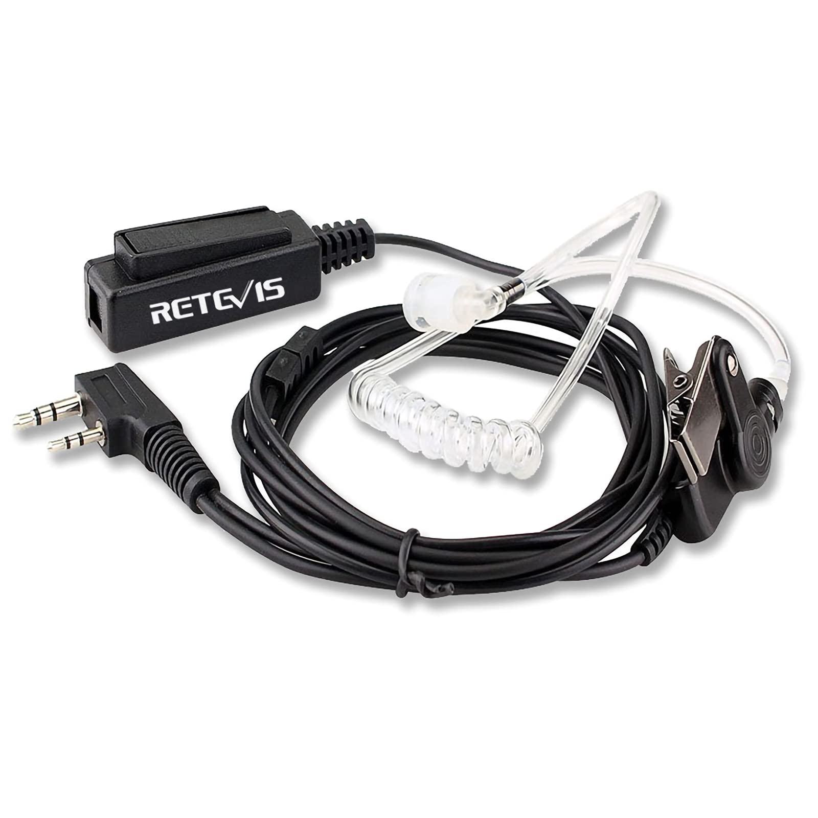 Retevis Walkie Talkie Earpiece, Compatible with RT24 RT27 RT622, BF-888S UV-5R, Kenwood, HYT 2 Way Radio, Big Size PTT, Covert Acoustic Tube, Two Way Radio Earpiece (1 Pcs)